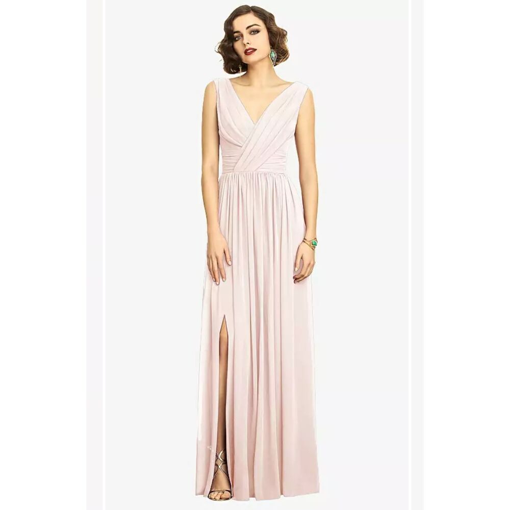 Dessy Collection 2894 SZ 14 Sleeveless  Chiffon Maxi Dress Blush Pink